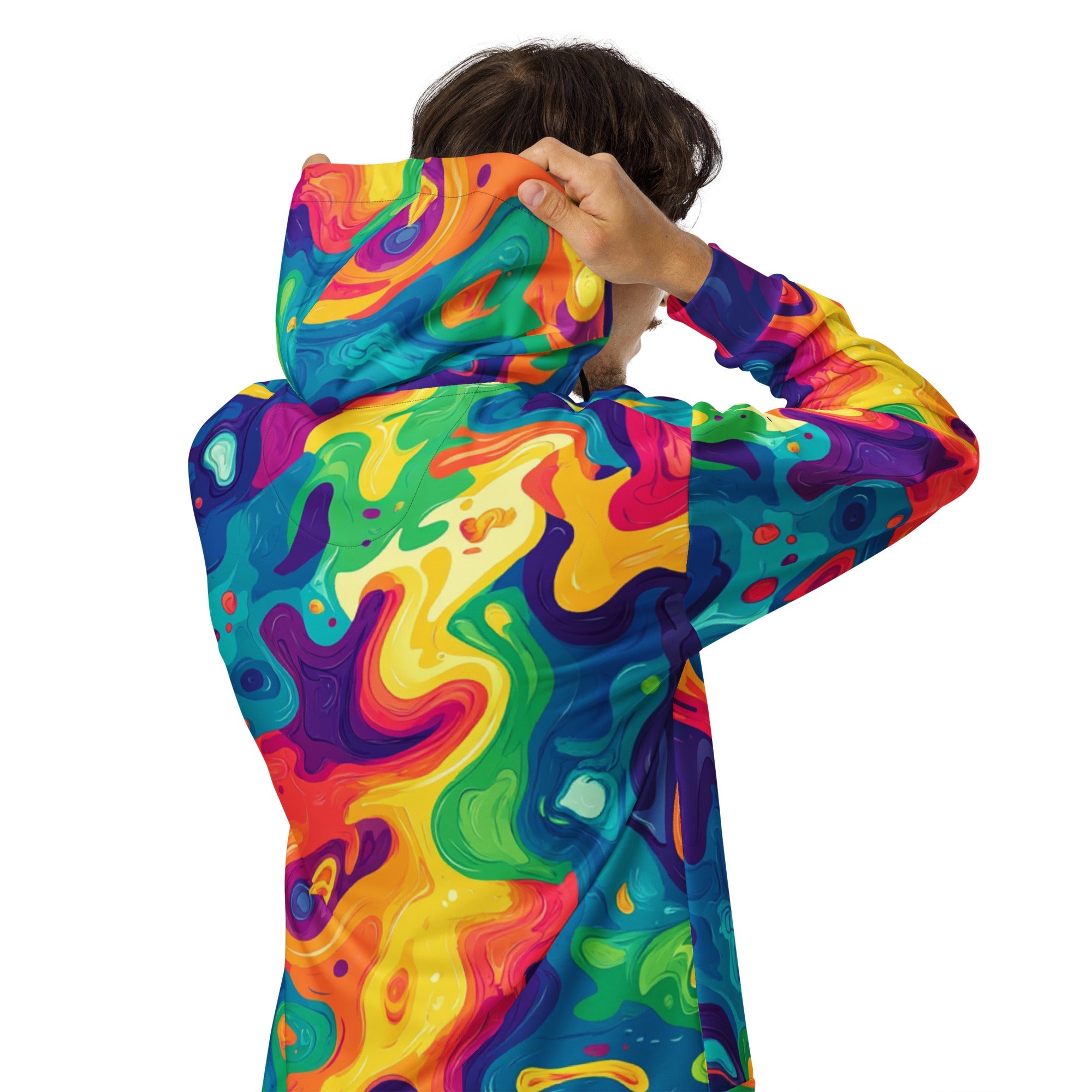 Rainbow Melt Zip Up Hoodie For EDM Rave Festival Outfit Clothing